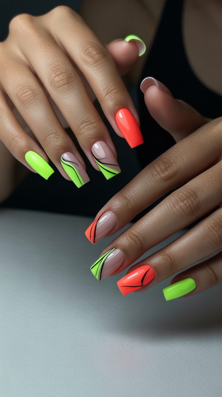 bold summer coffin nail designs short featuring trendy nail art and modern styling techniques